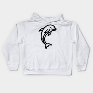 Stick Figure of a Dolphin in Black Ink Kids Hoodie